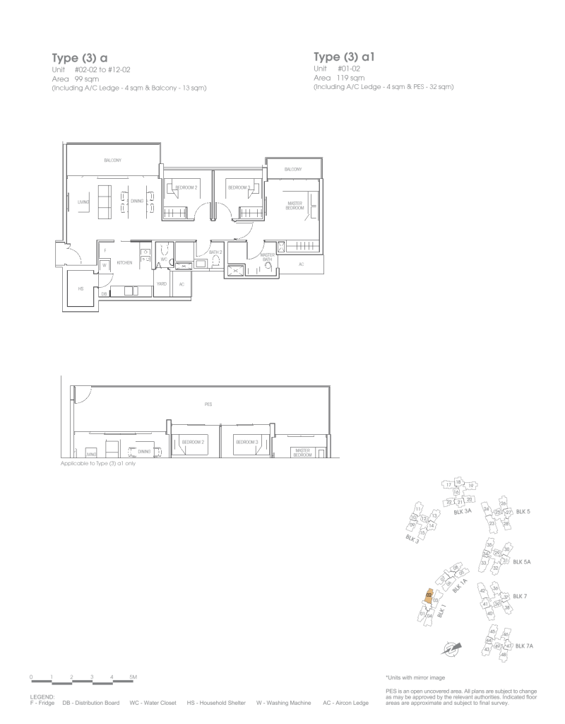 Bartley Residences floor plan Type 3a, 1066 sqft, Serangoon, Singapore