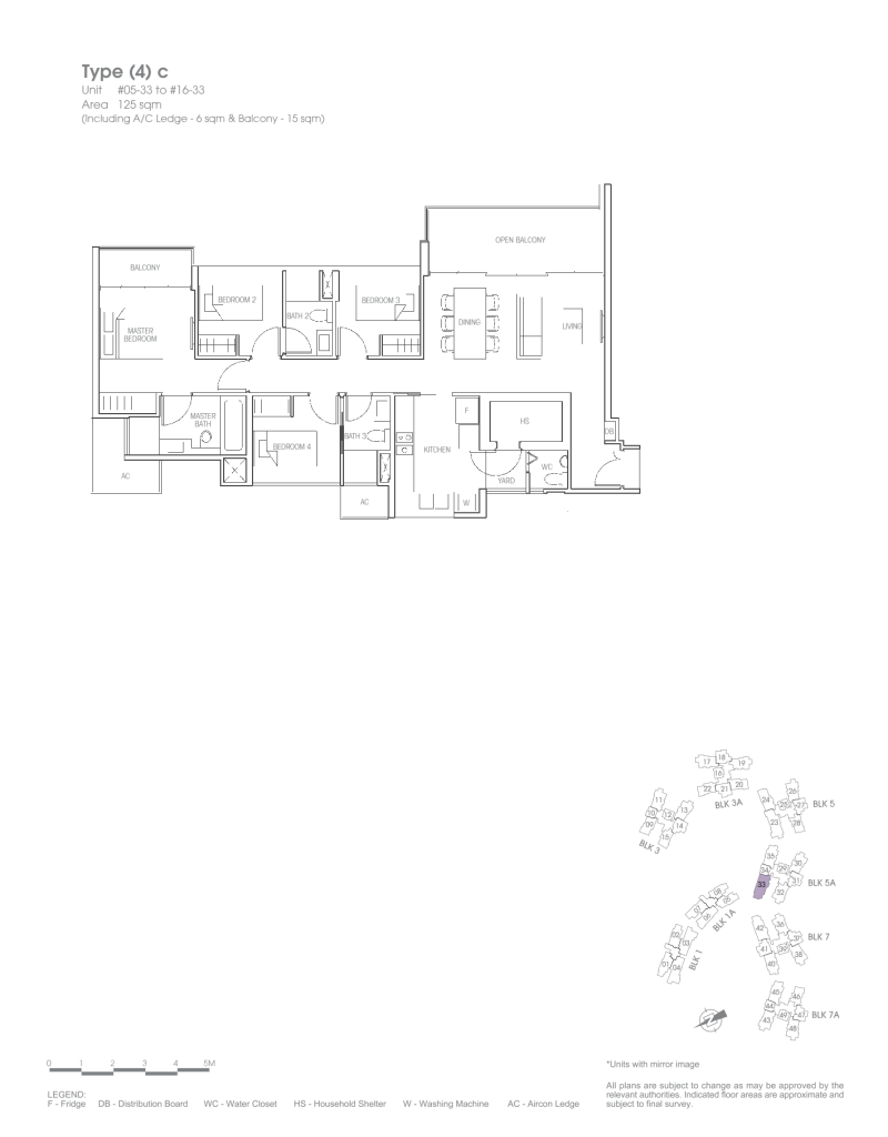 Bartley Residences floor plan Type 4c, 1345 sqft, Serangoon, Singapore
