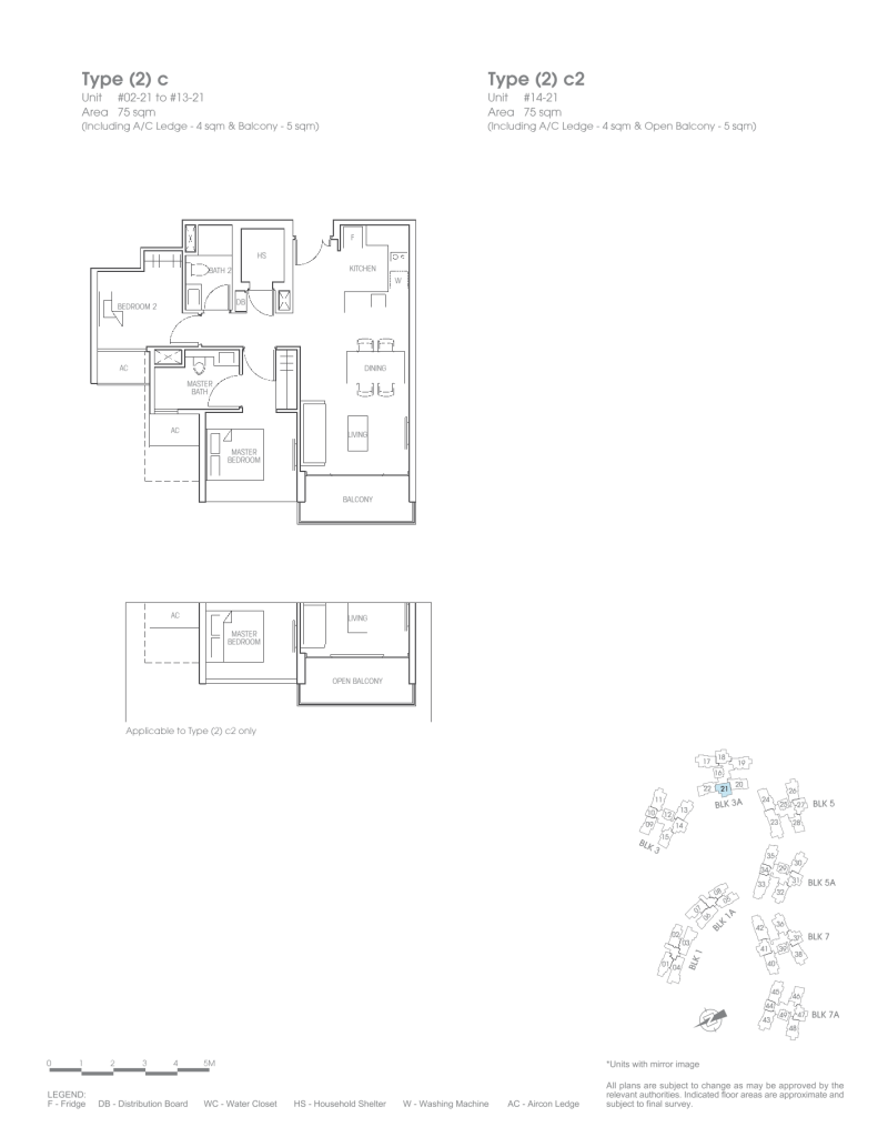Bartley Residences floor plan 2c, 807 sqft