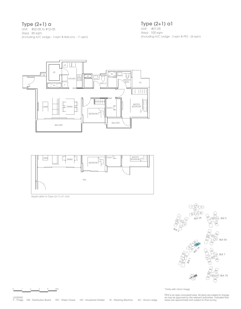 Bartley Residences 2 bedroom with study floor plan, 915 sqft, Type 2+1a