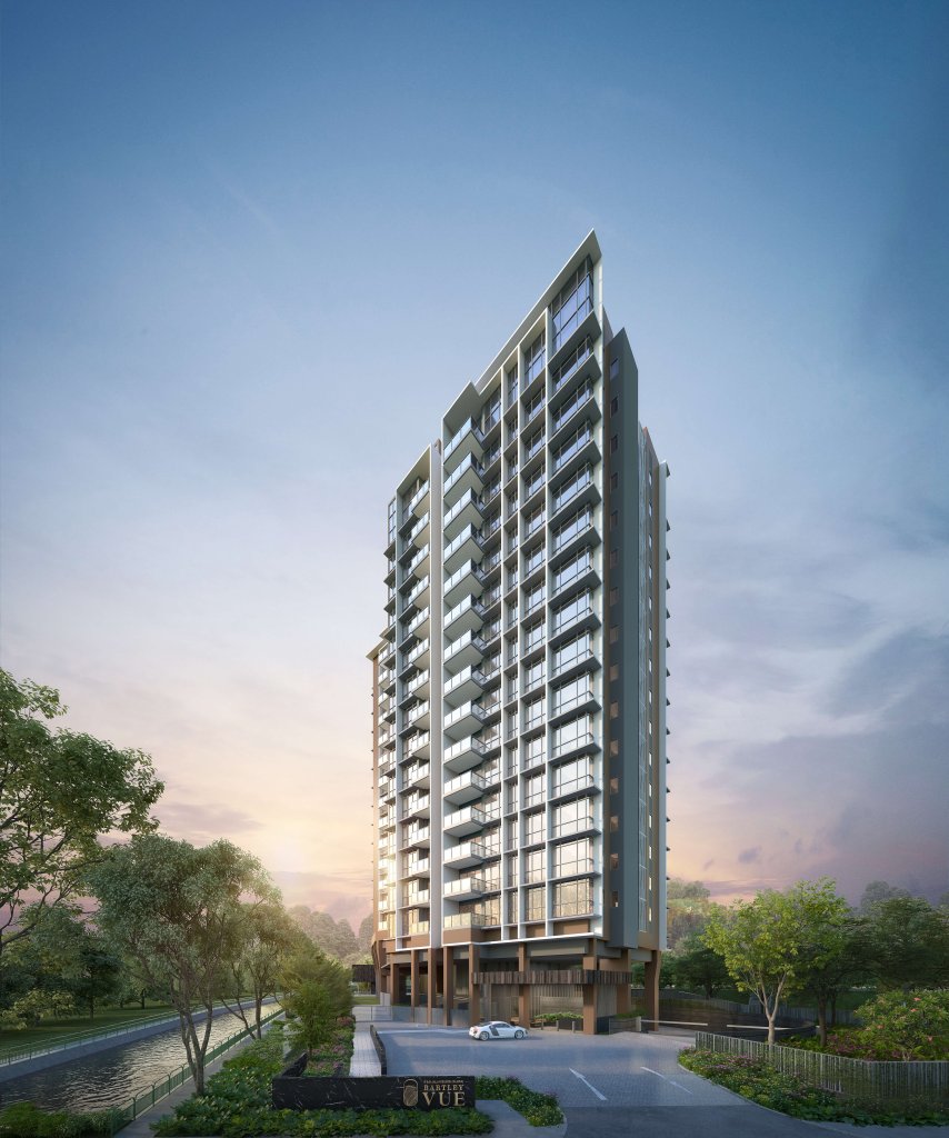 Bartley Vue tower exterior at dusk