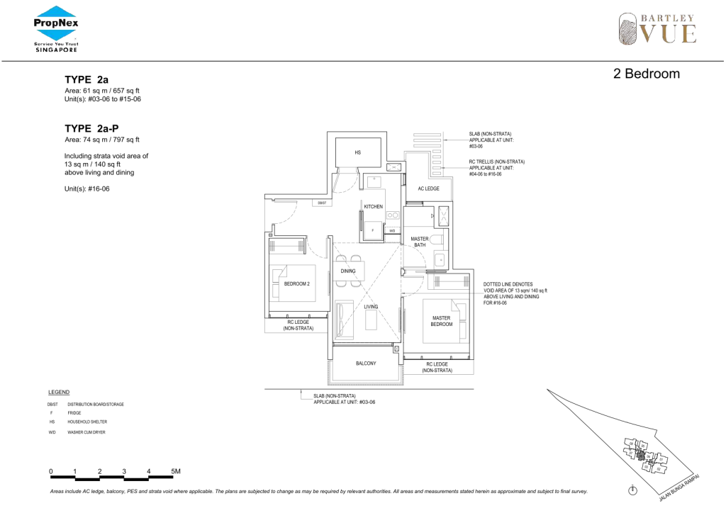 Bartley Vue floor plan Type 2a, 657 sqft, Toa Payoh, Singapore