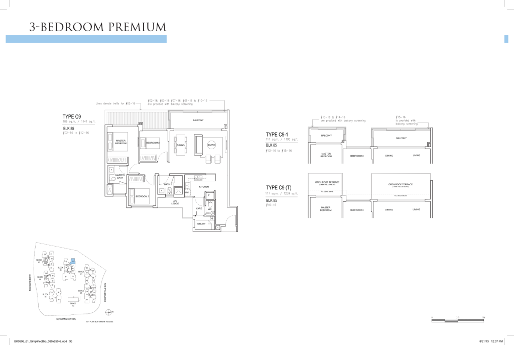 Jewel @ Buangkok floor plan Type C9, 1141 sqft, Sengkang, Singapore