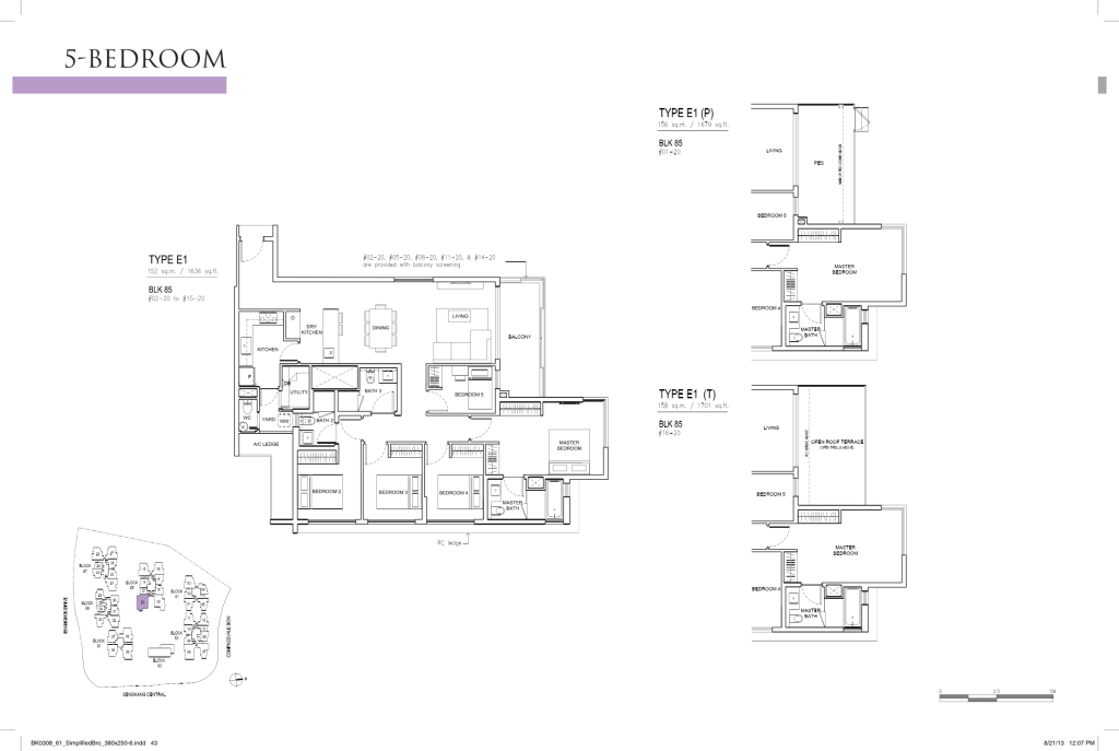 Jewel @ Buangkok floor plan Type E1, 1636 sqft, Sengkang, Singapore