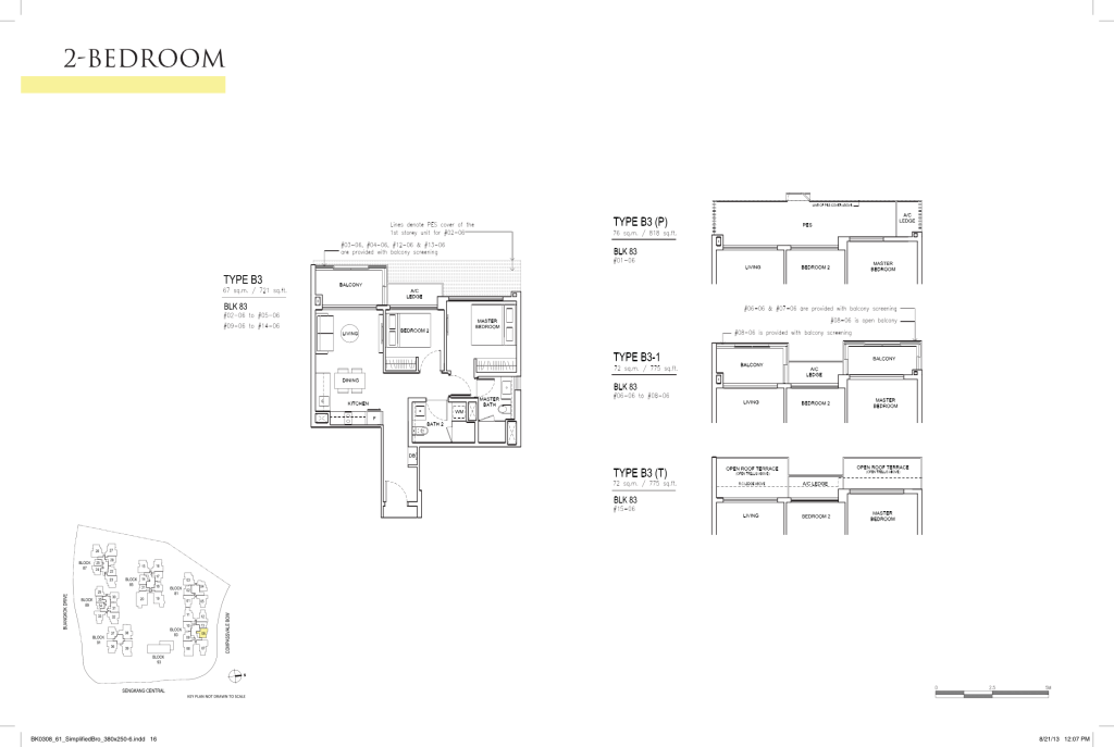 Jewel @ Buangkok floor plan Type B3, 721 sqft, Sengkang, Singapore