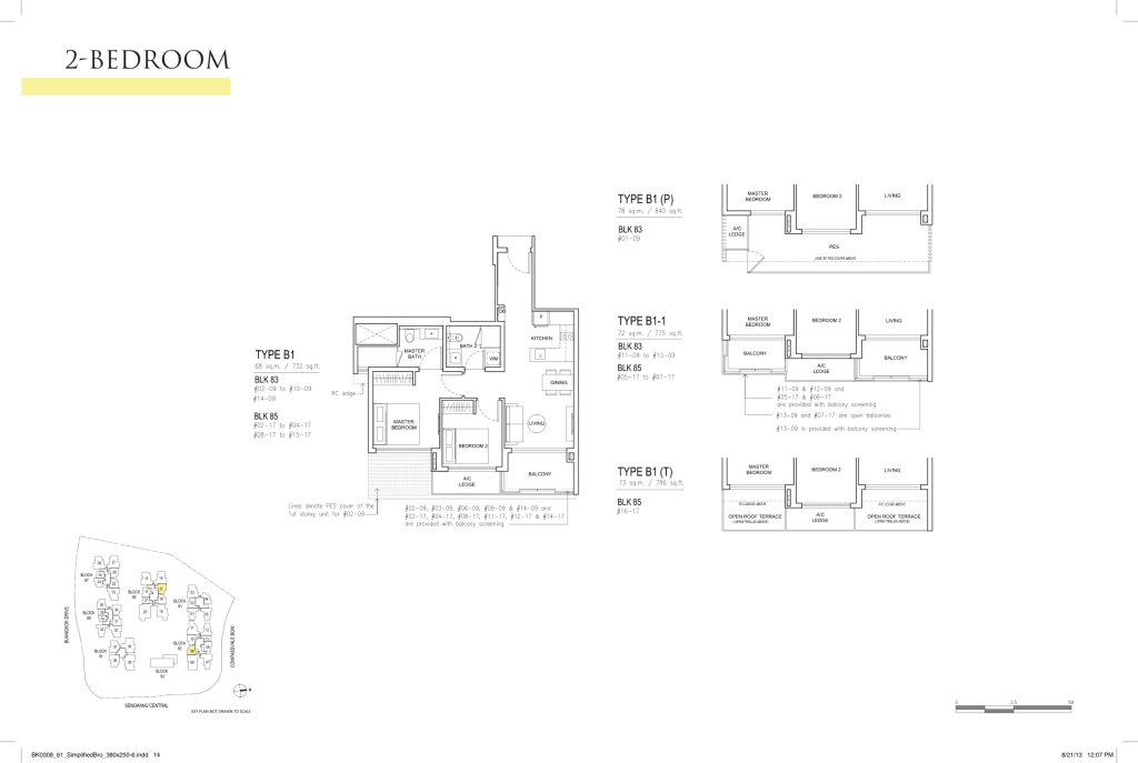 Jewel @ Buangkok floor plan Type B1, 732 sqft, Sengkang, Singapore