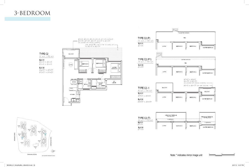 Jewel @ Buangkok floor plan Type C2, 872 sqft, Sengkang, Singapore
