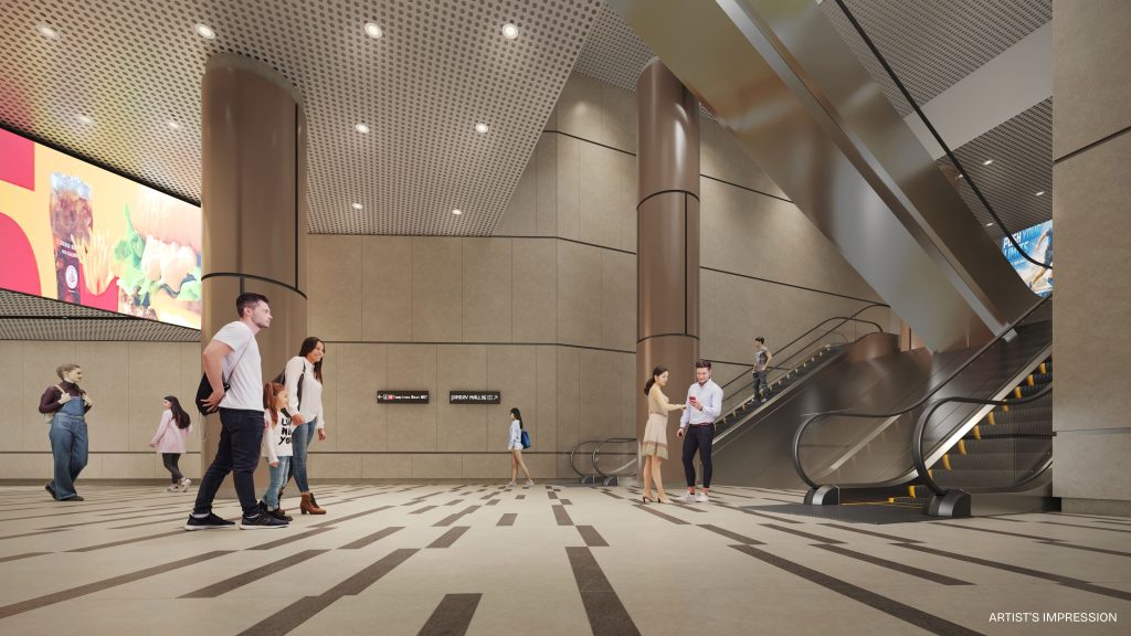 Pinery Mall interior escalators at Pinery Residences, Tampines, Singapore