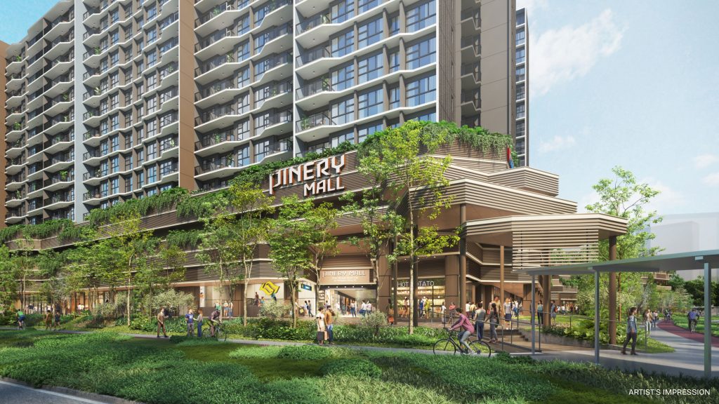 Pinery Mall street frontage at Pinery Residences, Tampines, Singapore