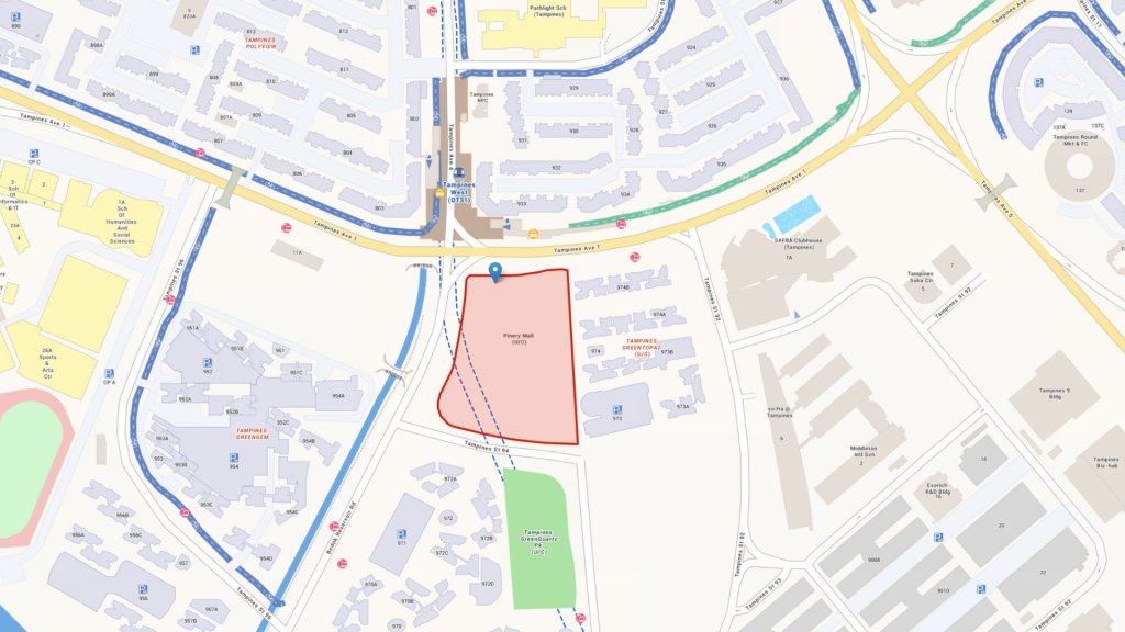 URA map of the Tampines Street 94 site for Pinery Residences