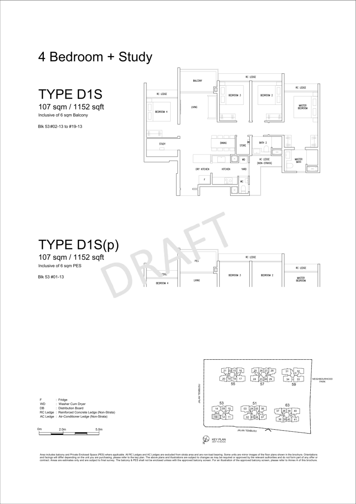 Emerald of Katong floor plan Type D1S, 1152 sqft, Marine Parade, Singapore
