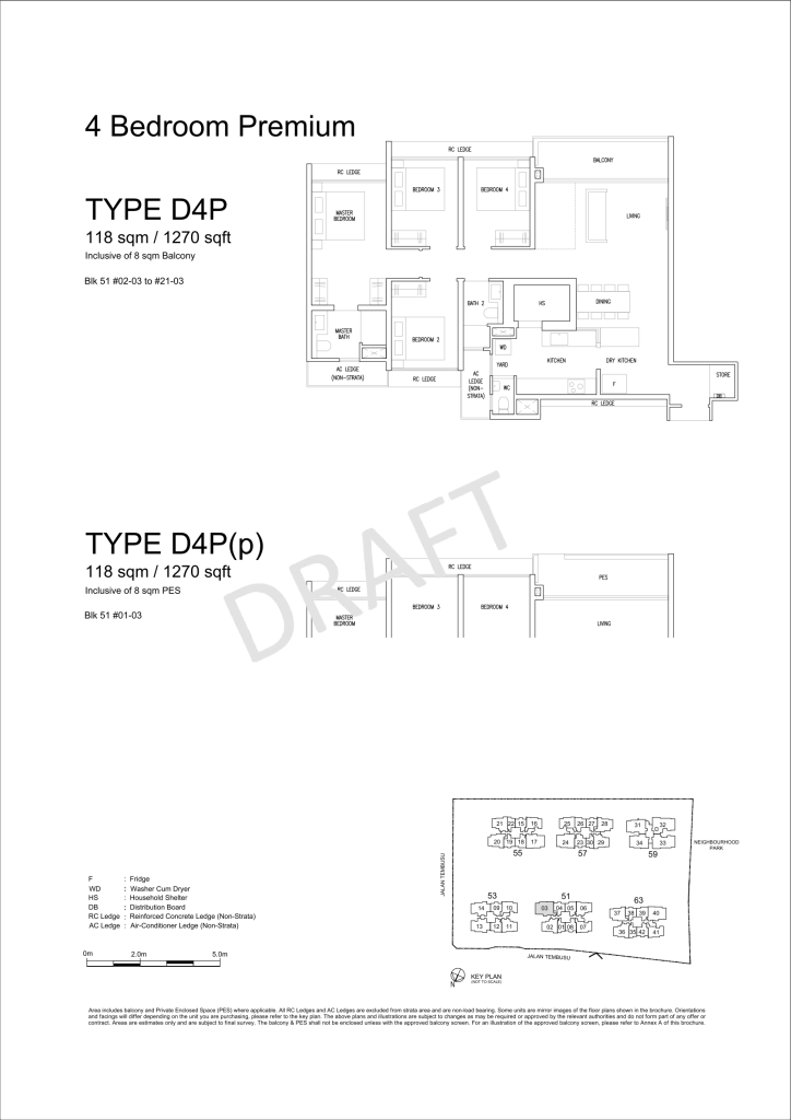 Emerald of Katong floor plan Type D4P, 1270 sqft, Marine Parade, Singapore