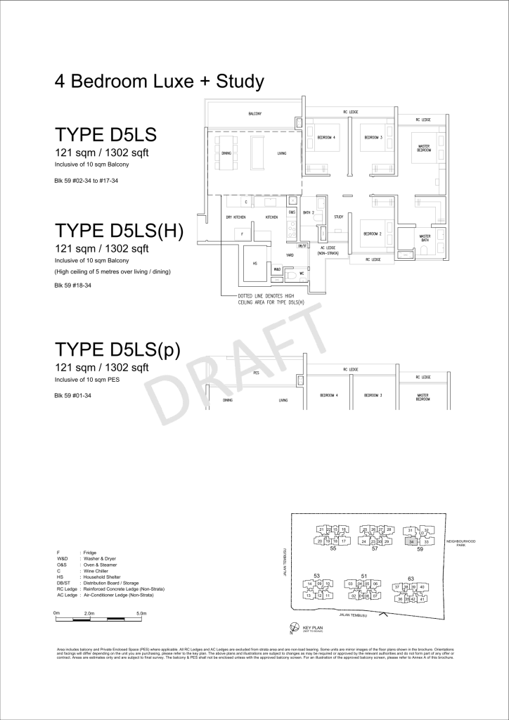 Emerald of Katong floor plan Type D5LS, 1302 sqft, Marine Parade, Singapore