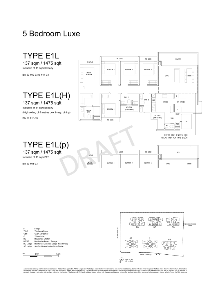 Emerald of Katong floor plan Type E1L, 1475 sqft, Marine Parade, Singapore