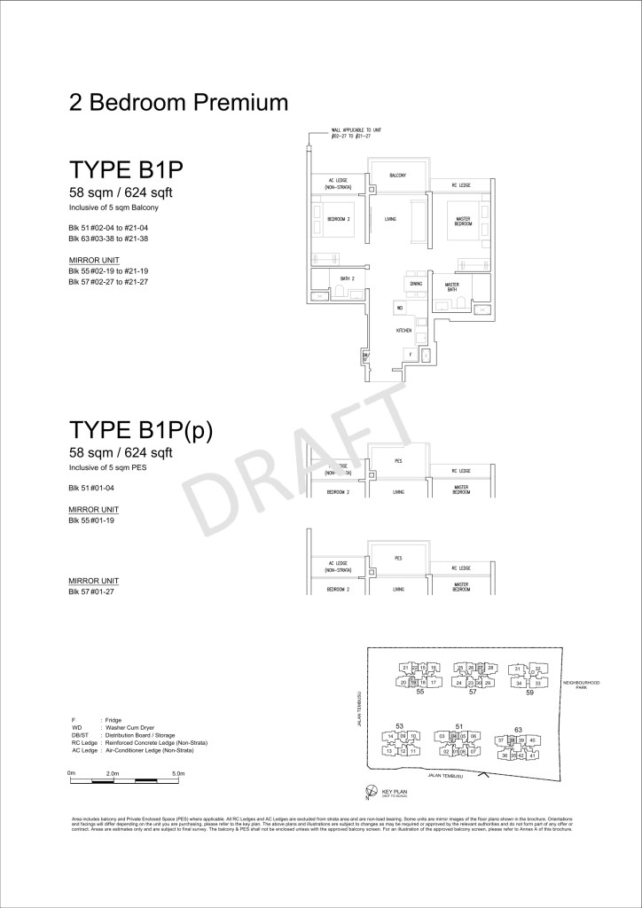 Emerald of Katong floor plan Type B1P, 624 sqft, Marine Parade, Singapore