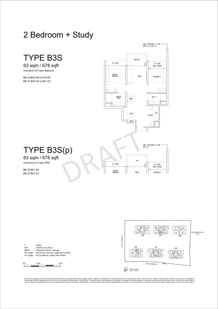 Emerald of Katong floor plan Type B3S, 678 sqft, Marine Parade, Singapore