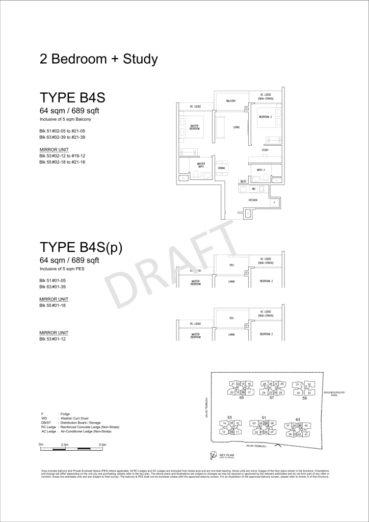 Emerald of Katong floor plan Type B4S, 689 sqft, Marine Parade, Singapore