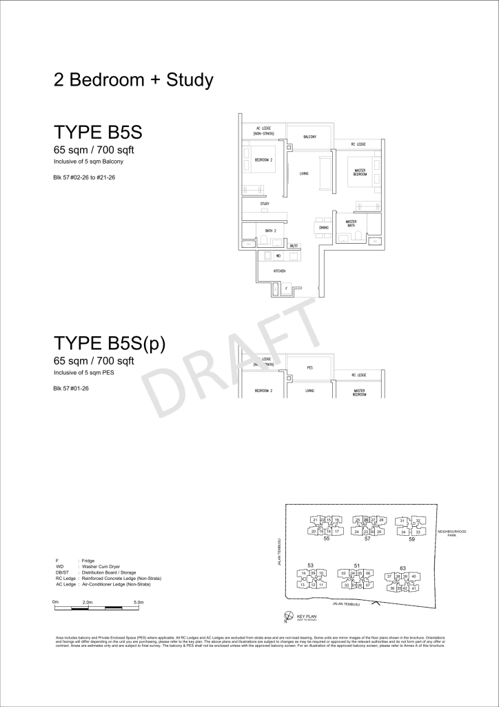 Emerald of Katong floor plan Type B5S, 700 sqft, Marine Parade, Singapore