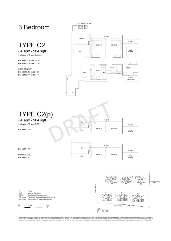 Emerald of Katong floor plan Type C2, 904 sqft, Marine Parade, Singapore