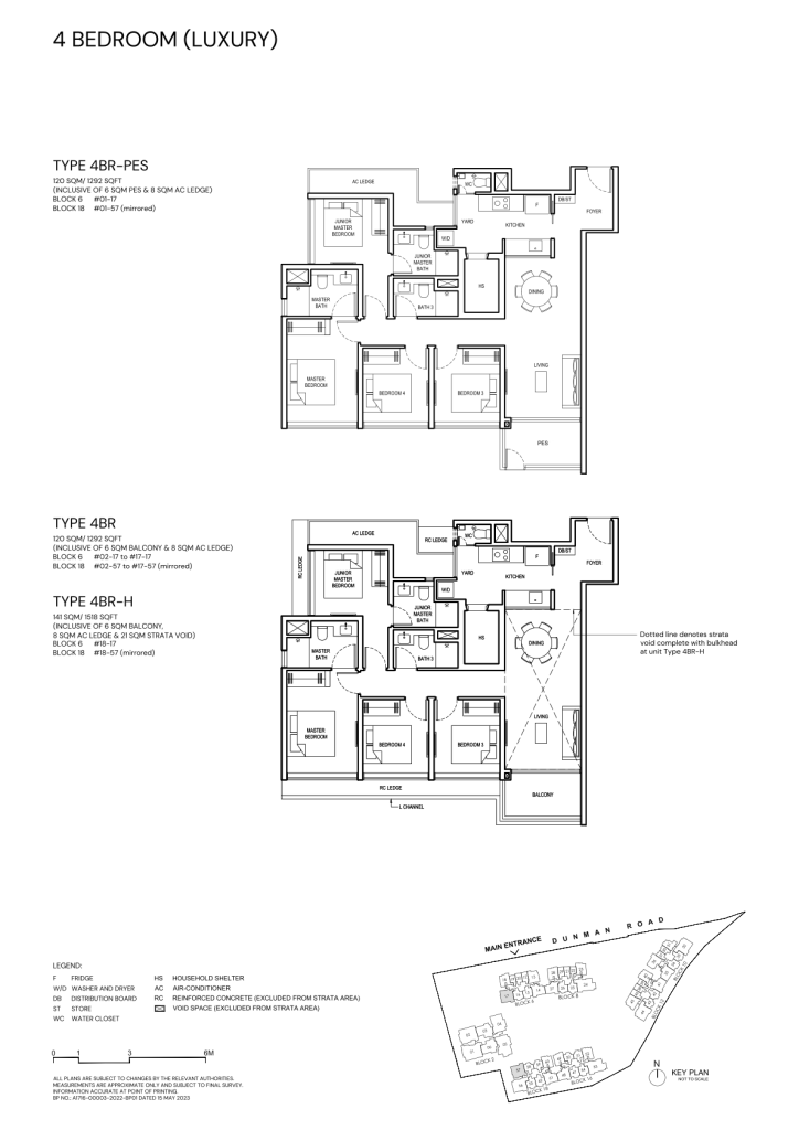 Grand Dunman 4 Bedroom floor plan Type 4BR, 1292 sqft, Marine Parade, Singapore