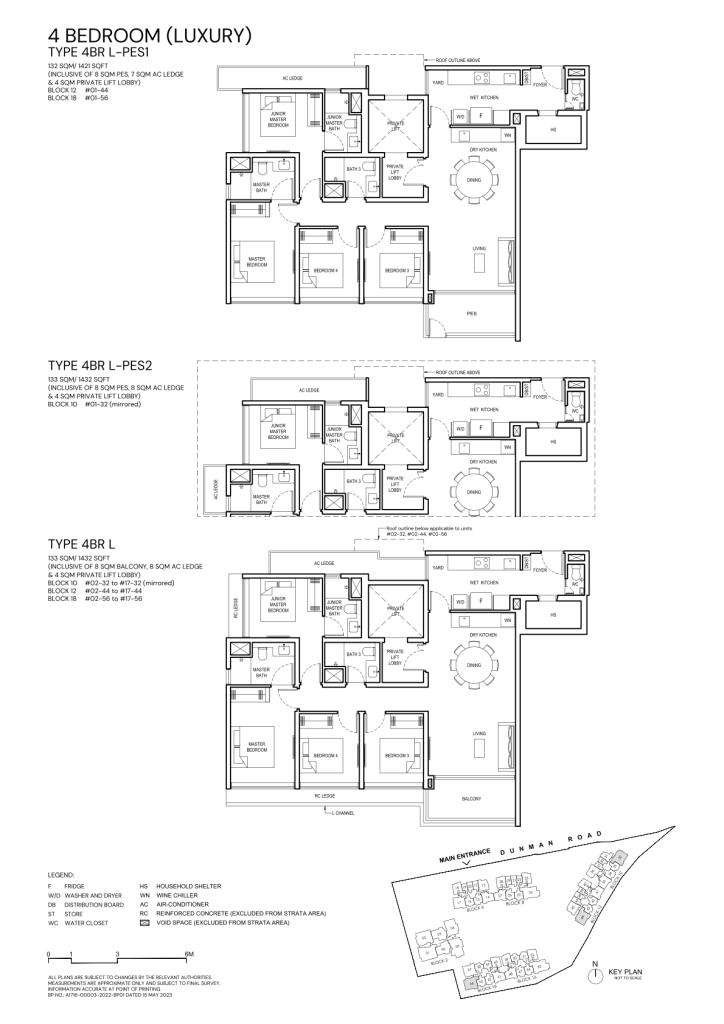 Grand Dunman 4 Bedroom floor plan Type 4BR-L, 1421 sqft, Marine Parade, Singapore