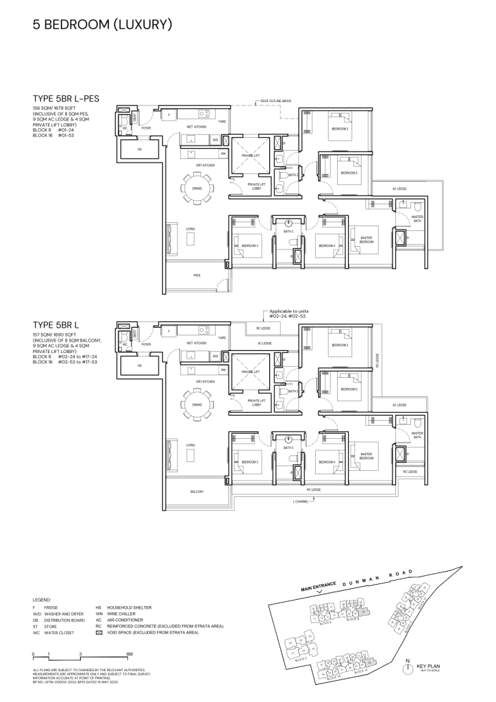 Grand Dunman 5 Bedroom floor plan Type 5BR-L, 1679 sqft, Marine Parade, Singapore