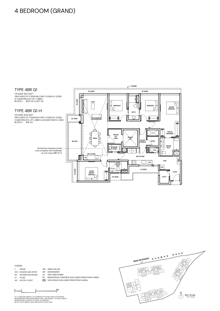 Grand Dunman 4 Bedroom floor plan Type 4BR-G1, 1927 sqft, Marine Parade, Singapore