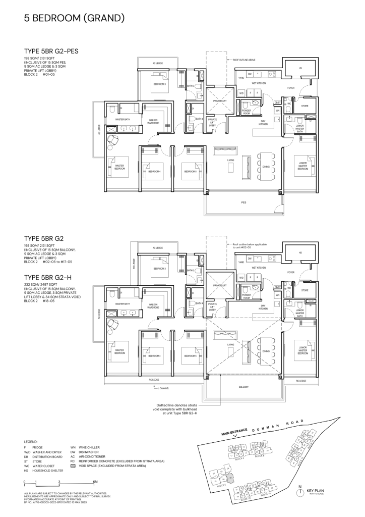 Grand Dunman 5 Bedroom floor plan Type 5BR-G2, 2131 sqft, Marine Parade, Singapore