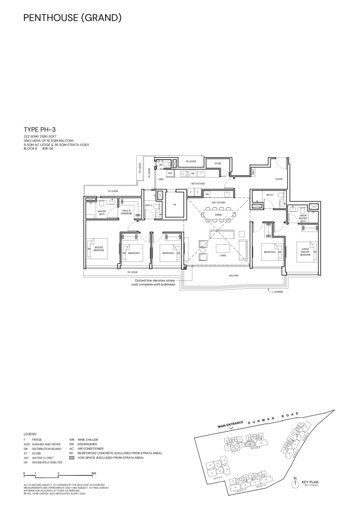 Grand Dunman floor plan Type PH3, 2390 sqft, Marine Parade, Singapore