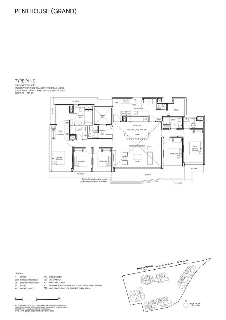 Grand Dunman floor plan Type PH6, 2756 sqft, Marine Parade, Singapore
