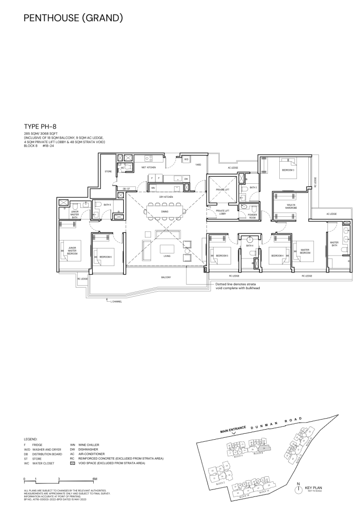 Grand Dunman floor plan Type PH8, 3068 sqft, Marine Parade, Singapore