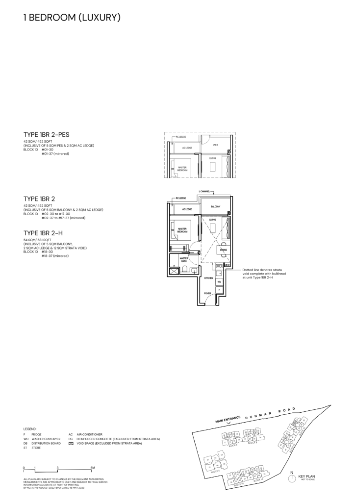 Grand Dunman 1 Bedroom floor plan Type 1BR2, 452 sqft, Marine Parade, Singapore