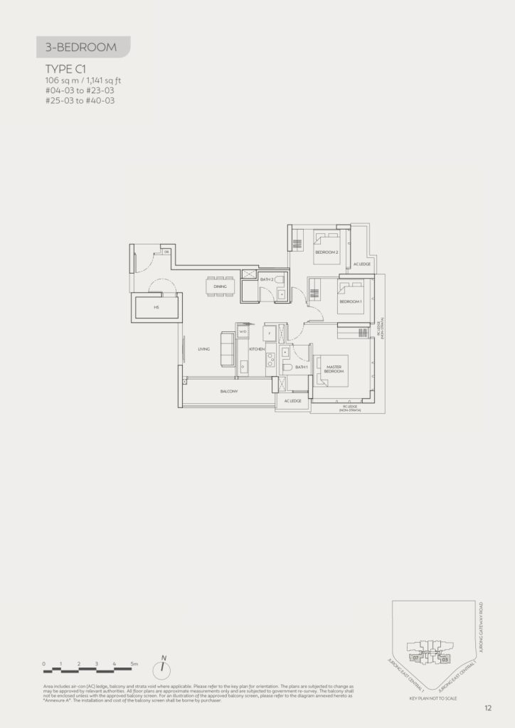 J'den floor plan Type C1, 1141 sqft, Jurong East, Singapore