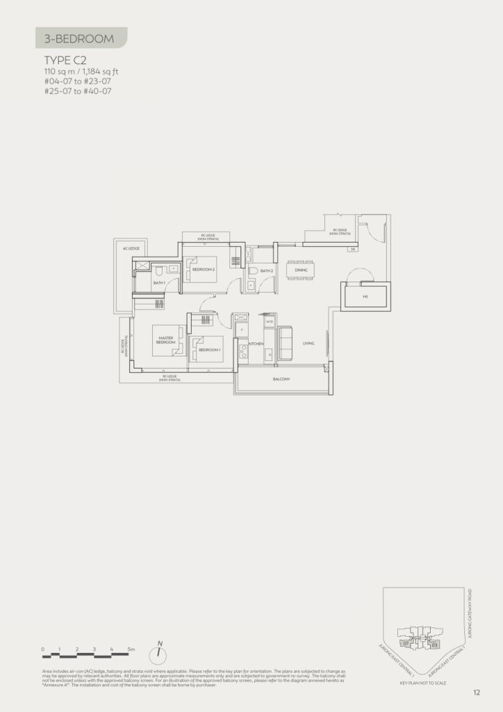 J'den floor plan Type C2, 1184 sqft, Jurong East, Singapore