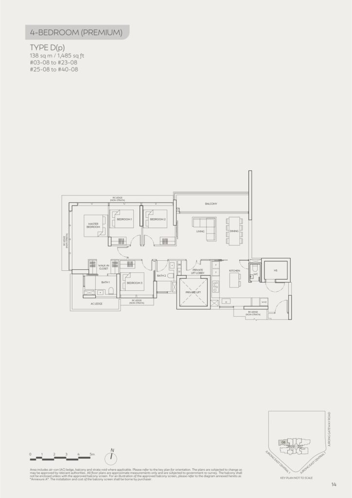 J'den floor plan Type DP, 1485 sqft, Jurong East, Singapore