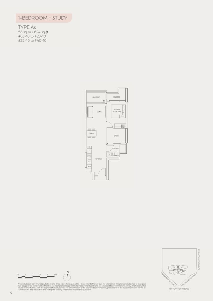 J'den floor plan Type AS, 624 sqft, Jurong East, Singapore