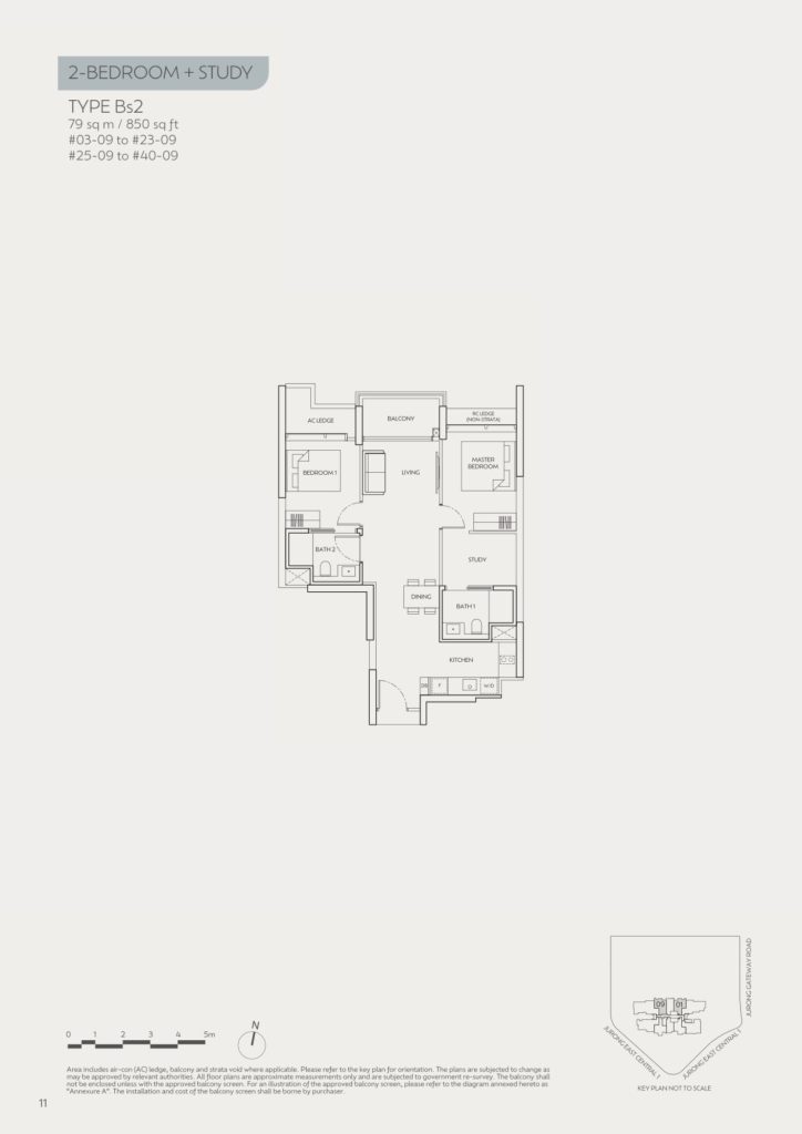 J'den floor plan Type BS2, 850 sqft, Jurong East, Singapore