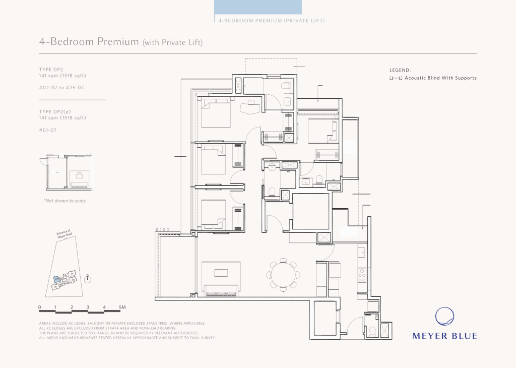 Meyer Blue floor plan Type DP2, 1518 sqft, Marine Parade, Singapore