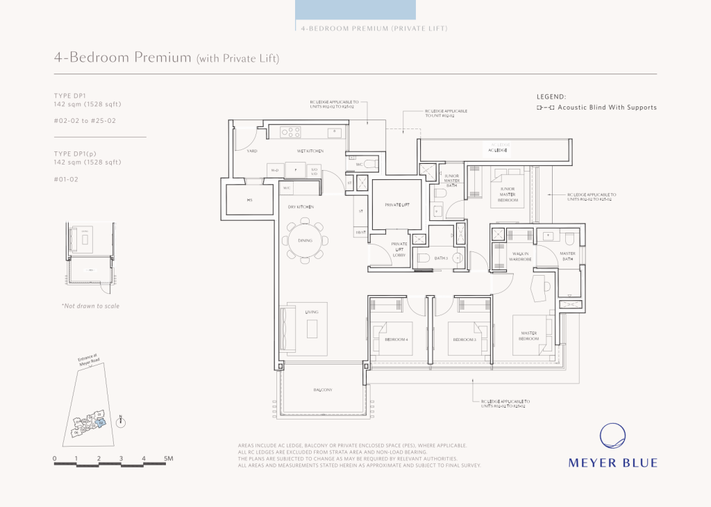 Meyer Blue floor plan Type DP1, 1528 sqft, Marine Parade, Singapore