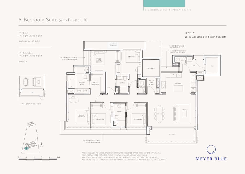 Meyer Blue floor plan Type E1, 1905 sqft, Marine Parade, Singapore