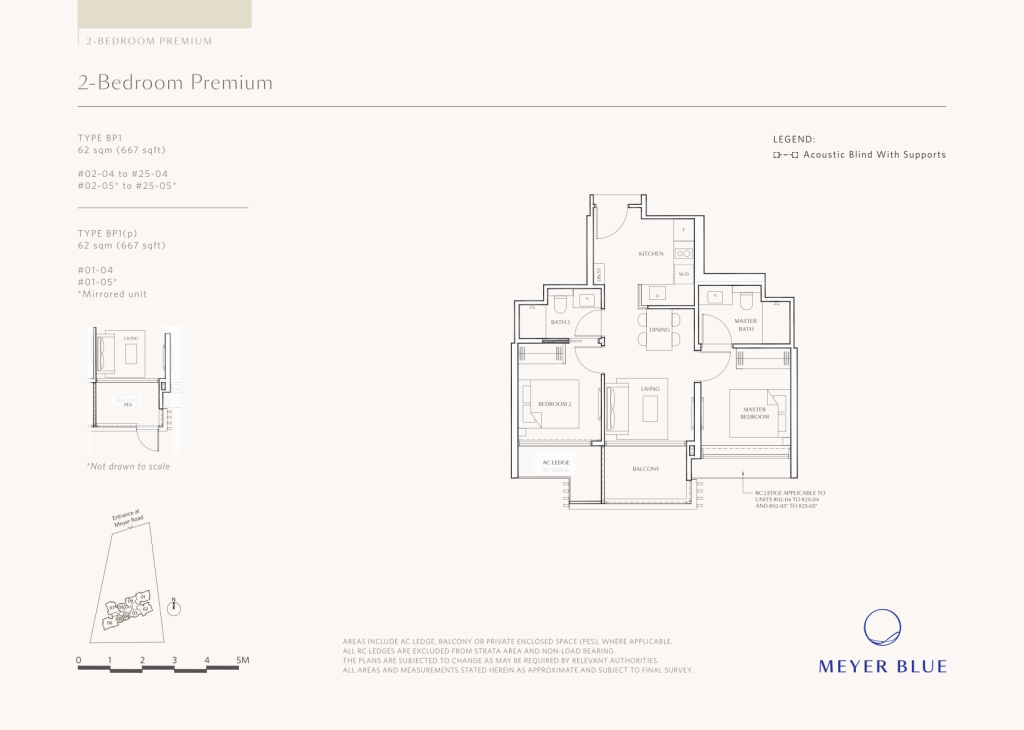 Meyer Blue floor plan Type BP1, 667 sqft, Marine Parade, Singapore