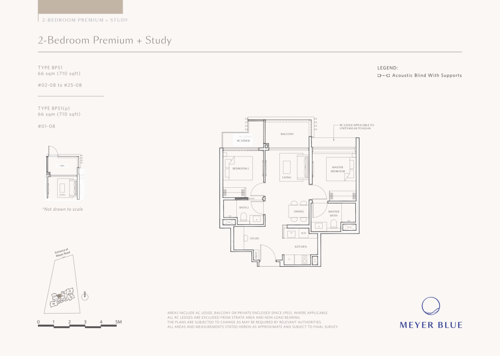 Meyer Blue floor plan Type BPS1, 710 sqft, Marine Parade, Singapore