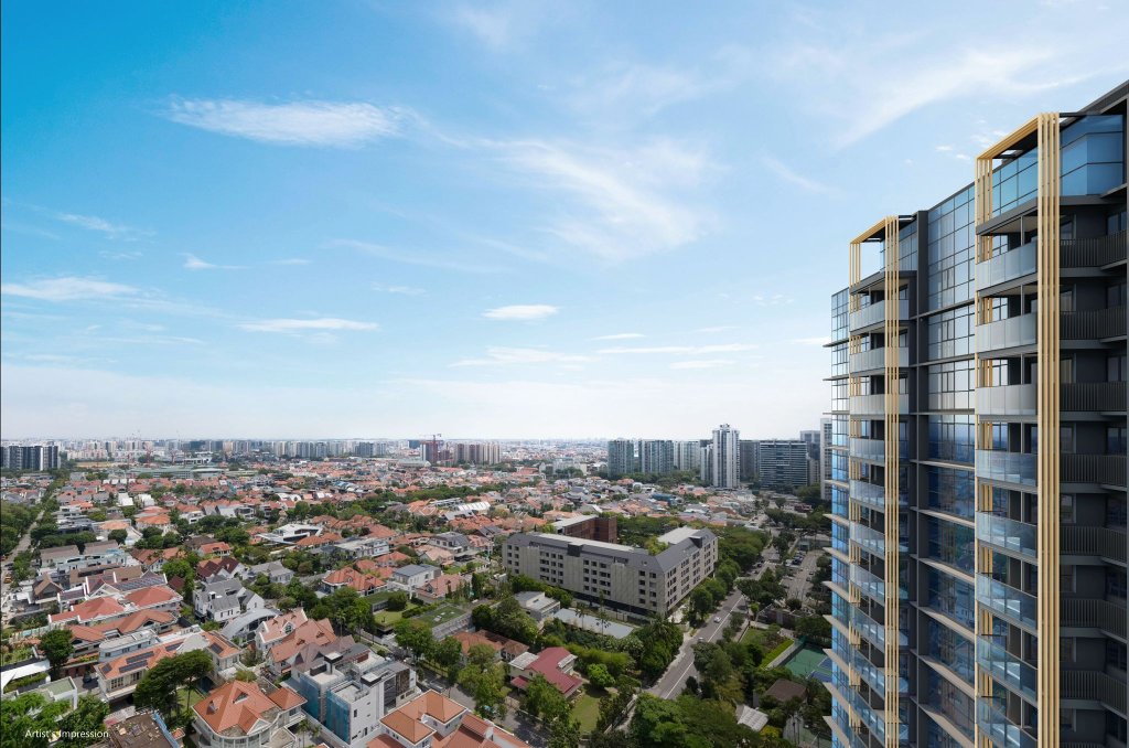 Meyer Blue aerial view over the Katong landed estate, Marine Parade, Singapore