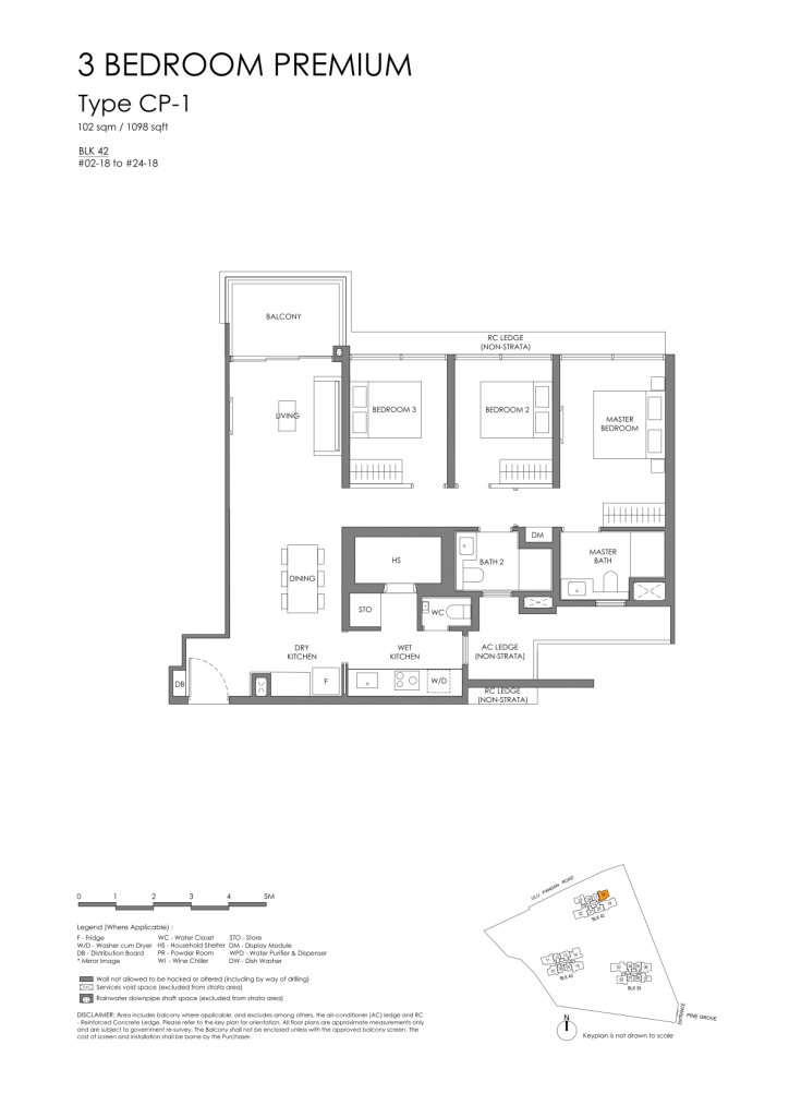 Nava Grove floor plan Type CP1, 1098 sqft, Bukit Timah, Singapore