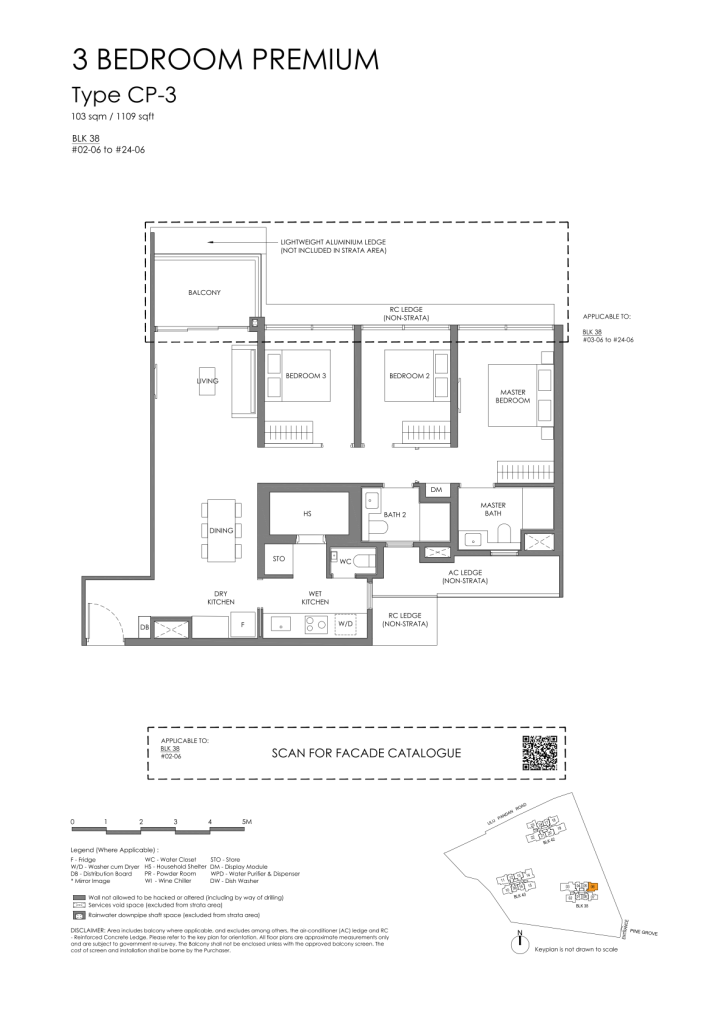 Nava Grove floor plan Type CP3, 1109 sqft, Bukit Timah, Singapore