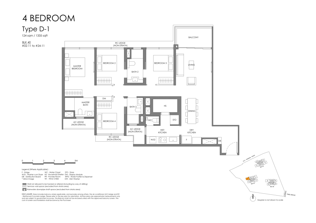 Nava Grove floor plan Type D1, 1335 sqft, Bukit Timah, Singapore