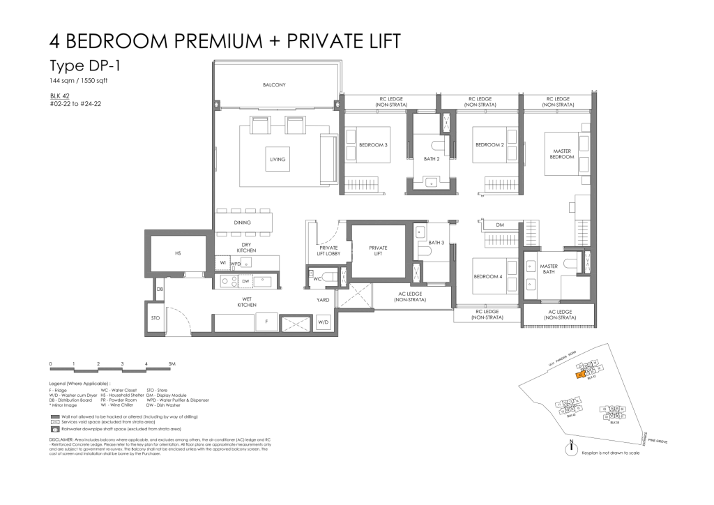 Nava Grove floor plan Type DP1, 1550 sqft, Bukit Timah, Singapore