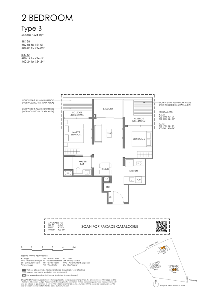 Nava Grove floor plan Type B, 624 sqft, Bukit Timah, Singapore