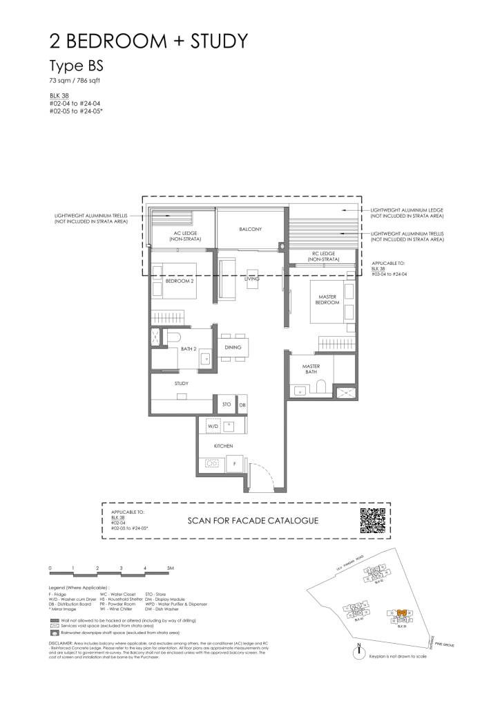 Nava Grove floor plan Type BS, 786 sqft, Bukit Timah, Singapore