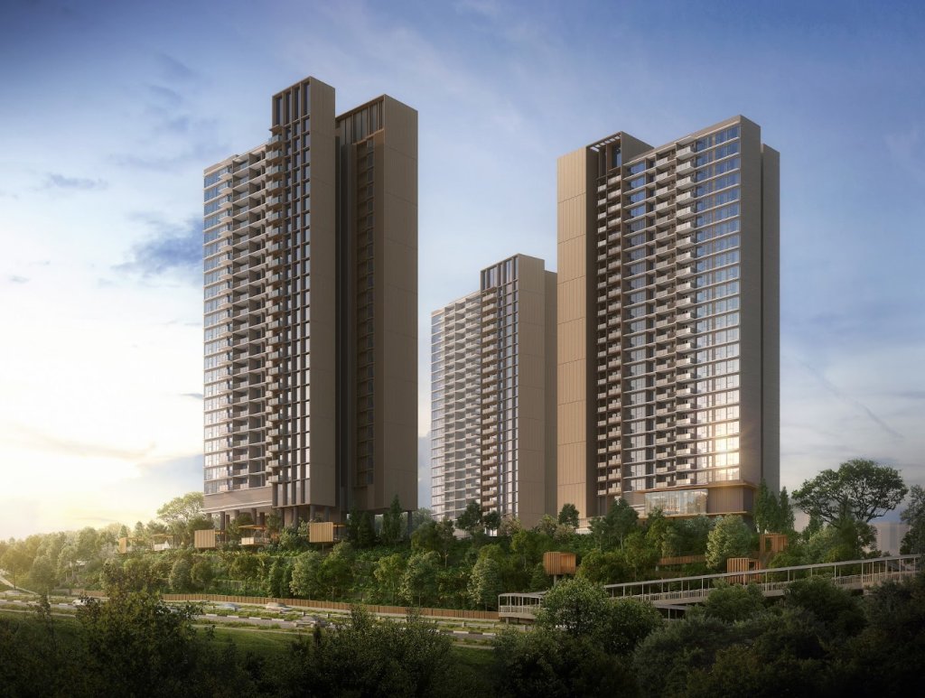 Nava Grove towers viewed from the garden, Bukit Timah, Singapore